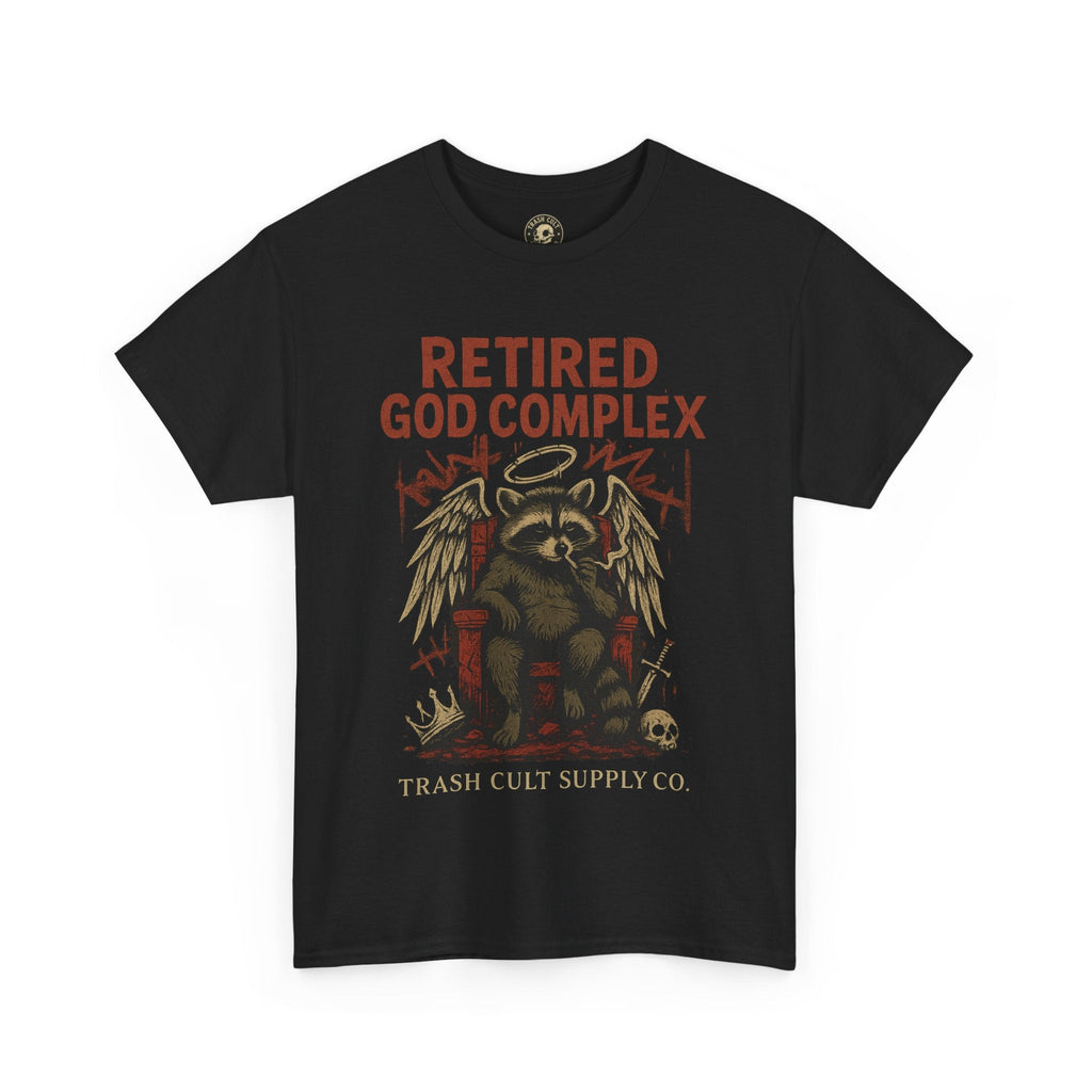 Retired God Complex Raccoon Shirt – Trash Cult Supply Co Grunge Angelcore Graphic Tee