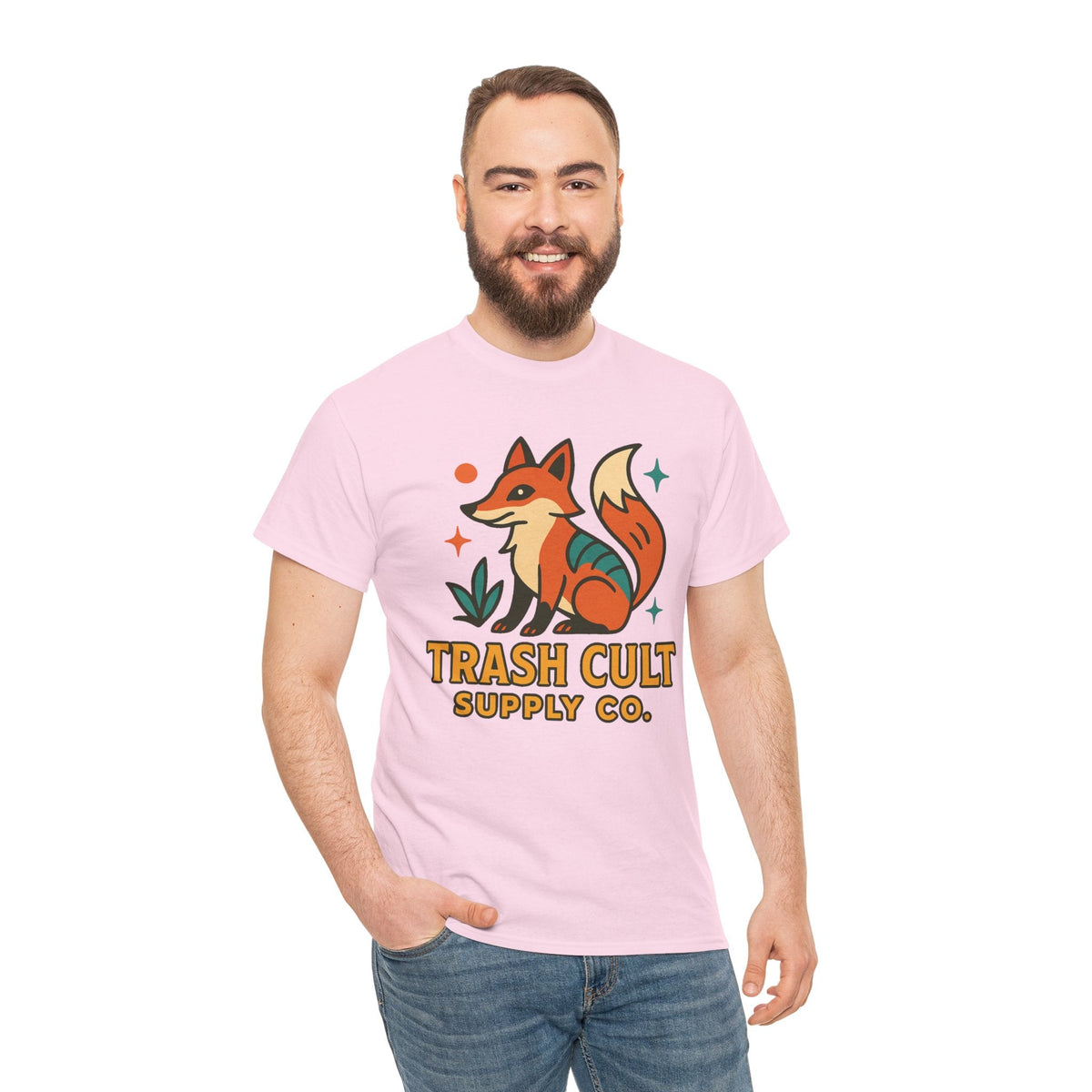 Trash Cult Fox Unisex Heavy Cotton Tee - Eco-Friendly Fashion Statement, Perfect for Nature Lovers, Casual Wear, Gifts, and Festivals