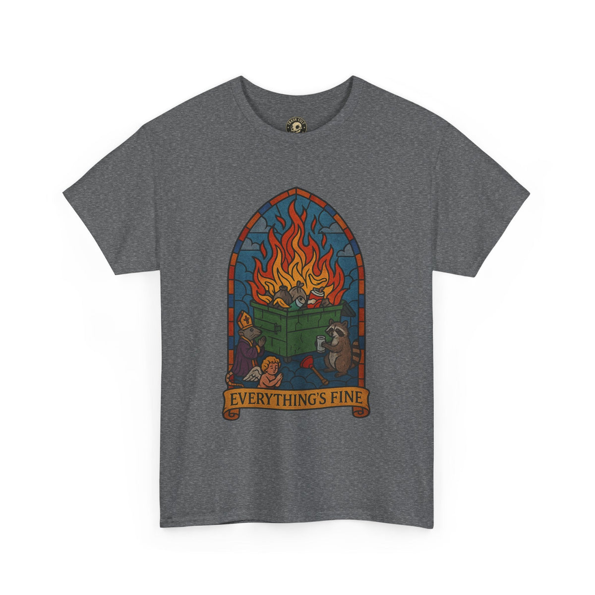 "Everything's Fine" Unisex Heavy Cotton Tee - Casual Wear, Gift for Friends, Home Decor, Everyday Style, Relaxed Fit