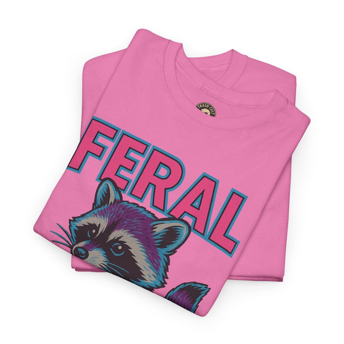 FERAL Raccoon 80s Retro Shirt – Trash Cult Supply Co. – Gildan 5000 Tee
