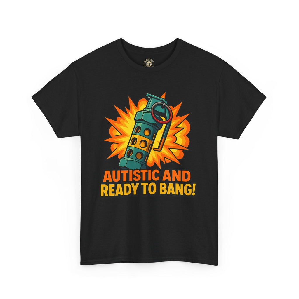 Autistic and Ready to Bang! Unisex Heavy Cotton Tee | Fun Graphic Tee, Autistic Pride, Gift for Autism Awareness, Casual Wear