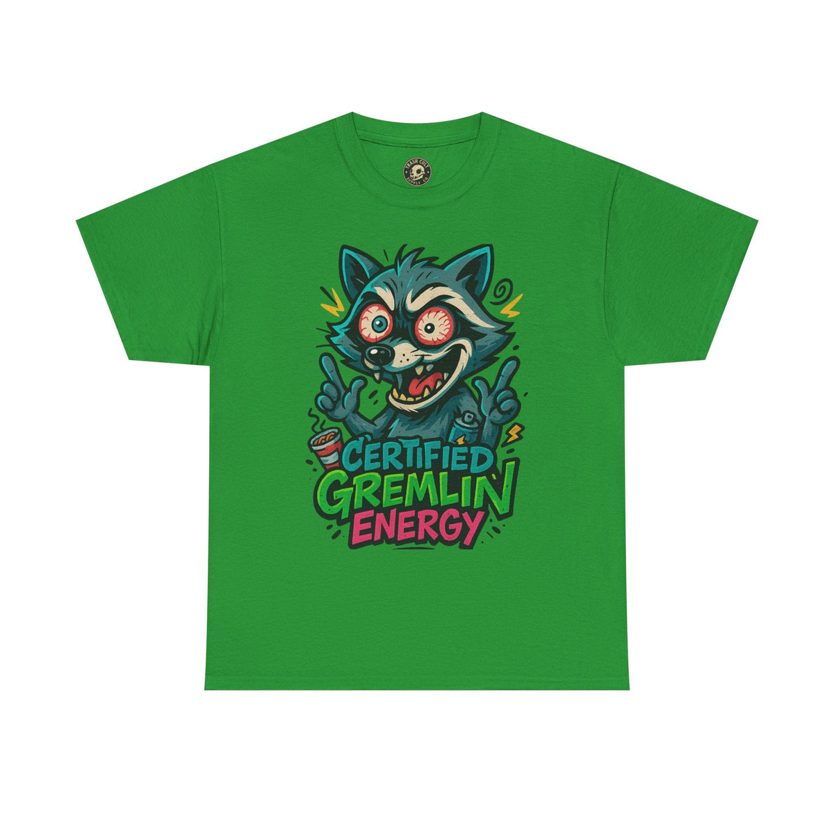 Certified Gremlin Energy Tee – ADHD Raccoon Shirt, Funny Unisex T-Shirt, Graffiti Style Gift for Goblins & Night Owls