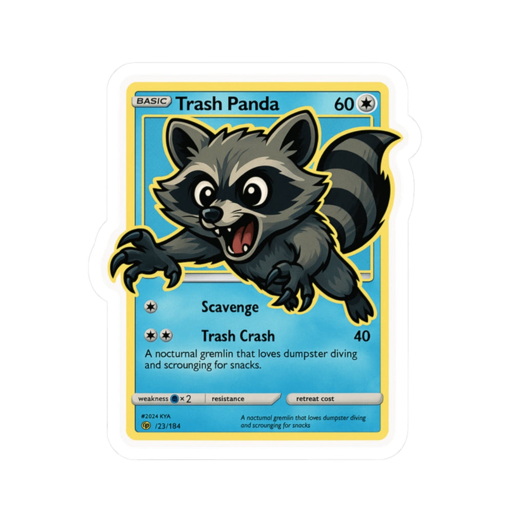 Trash Panda  Parody Sticker – Cute Kiss Cut Raccoon Card Decal, Funny Dumpster Gremlin Sticker