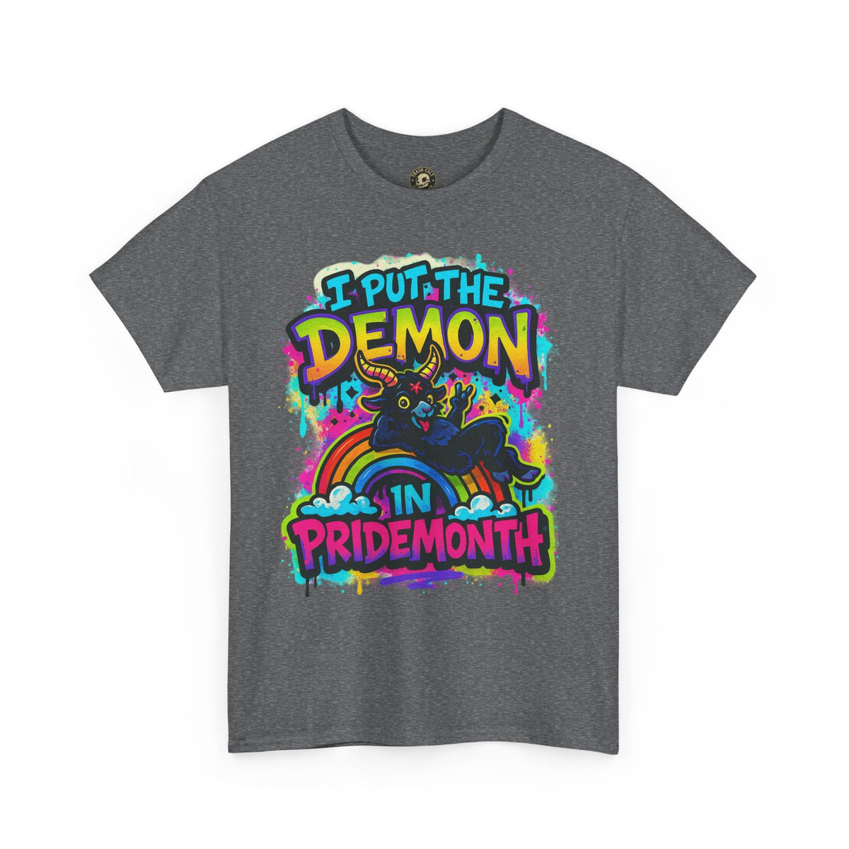 Pride Month Unisex Tee - I Put the Demon in Pride Month, LGBTQ+ Apparel, Rainbow Shirt, Festival Wear, Gift for Allies & Activists