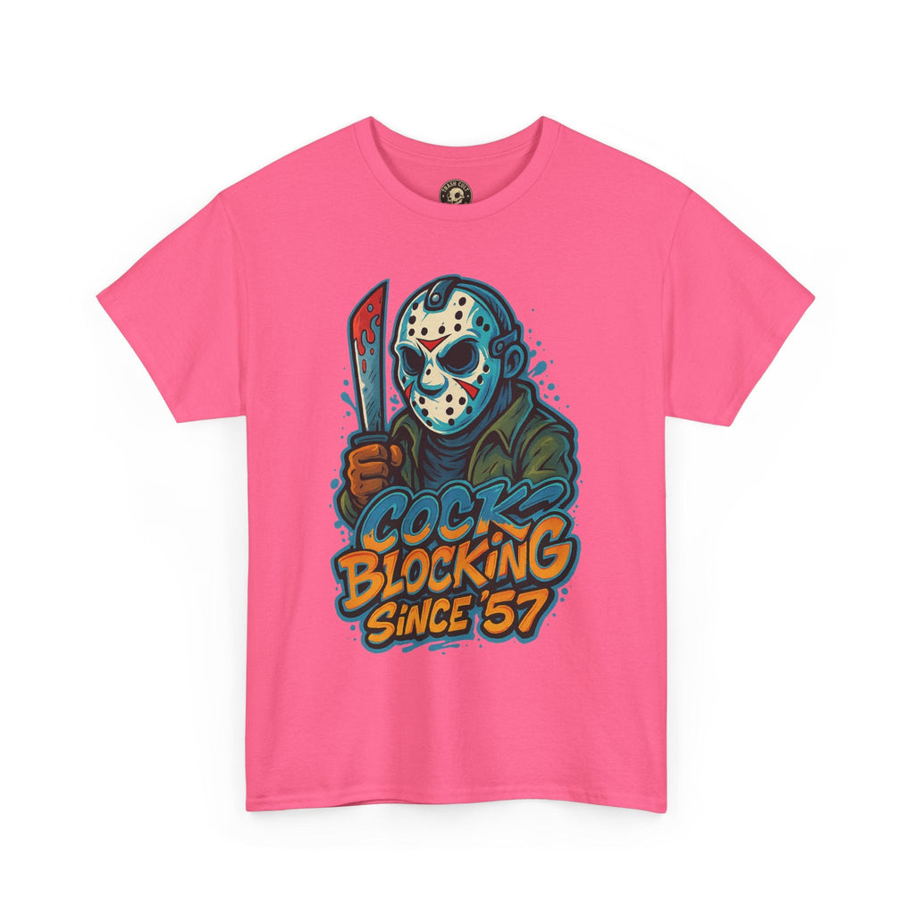 Jason Voorhees “Cock Blocking Since ’57” Funny Horror T-Shirt – Gildan 5000 | Slasher Meme Graphic Tee
