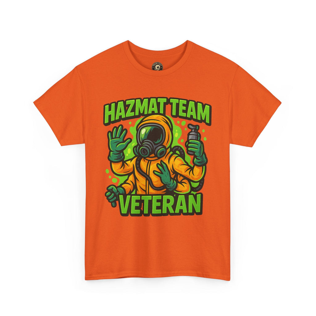 Hazmat Team Veteran T-Shirt – Neon New School Biohazard Graphic Tee | Gildan 5000 Sci-Fi Cotton Shirt