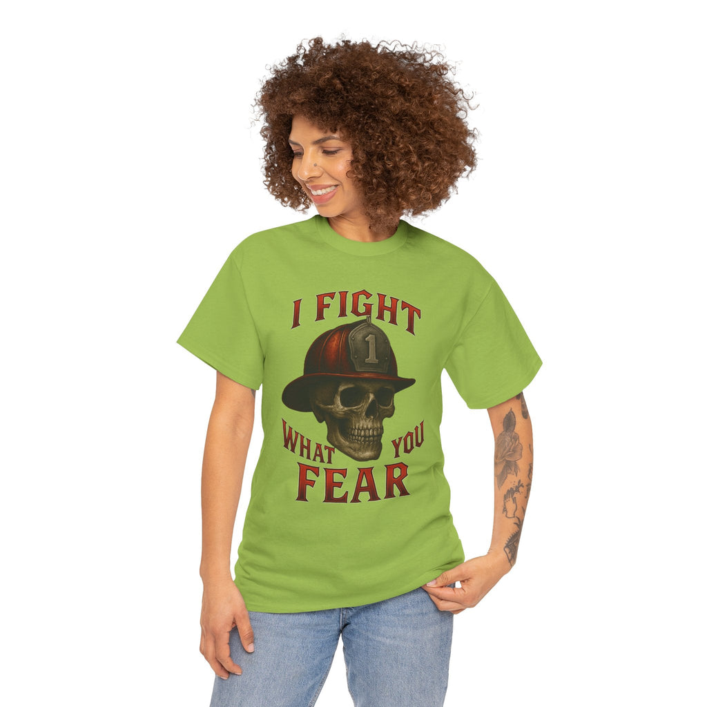 Skull Firefighter Tee - I Fight What You Fear, Casual Shirt, Gift for Firefighters, Halloween Costume, Unisex Apparel