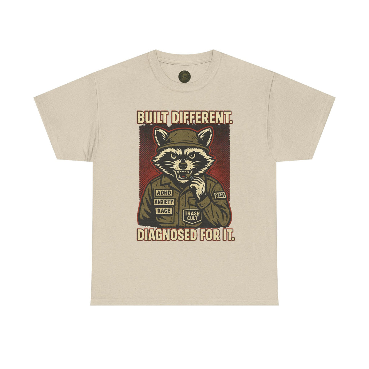 Built Different Diagnosed For It Military Raccoon Shirt – Gildan 5000