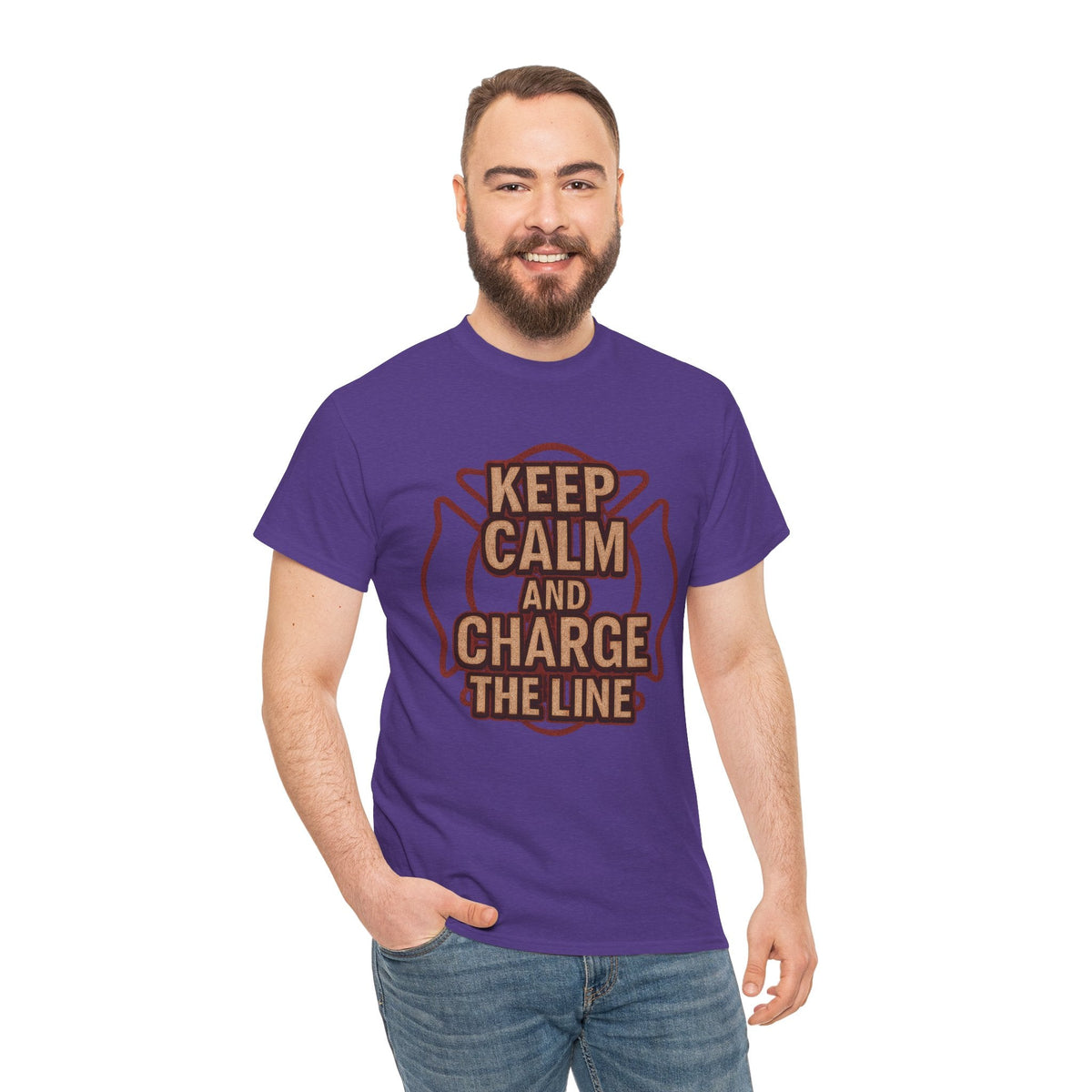 Keep Calm and Charge the Line Firefighter Shirt – Gildan 5000 Tee