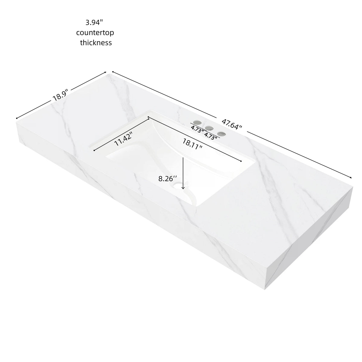 48" MURI Carrara Bathroom Vanity