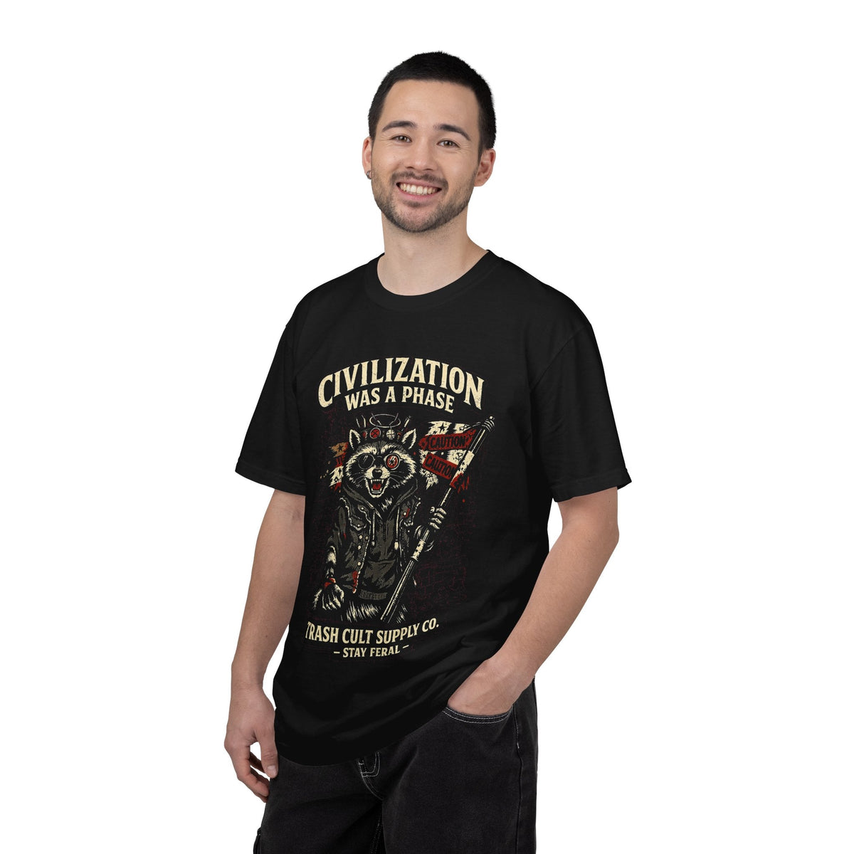 Civilization Was a Phase Raccoon Graphic T-Shirt