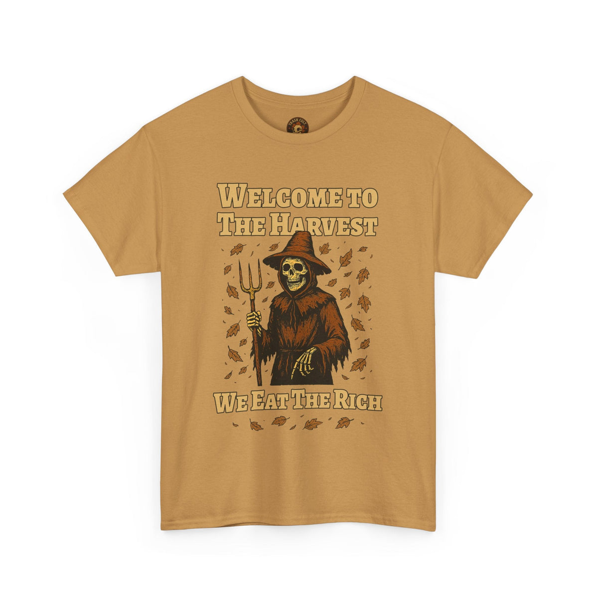 Eat the Rich Shirt – Welcome to the Harvest Skeleton Scarecrow Tee – Fall of Humanity Collection – Trash Cult Supply Co.