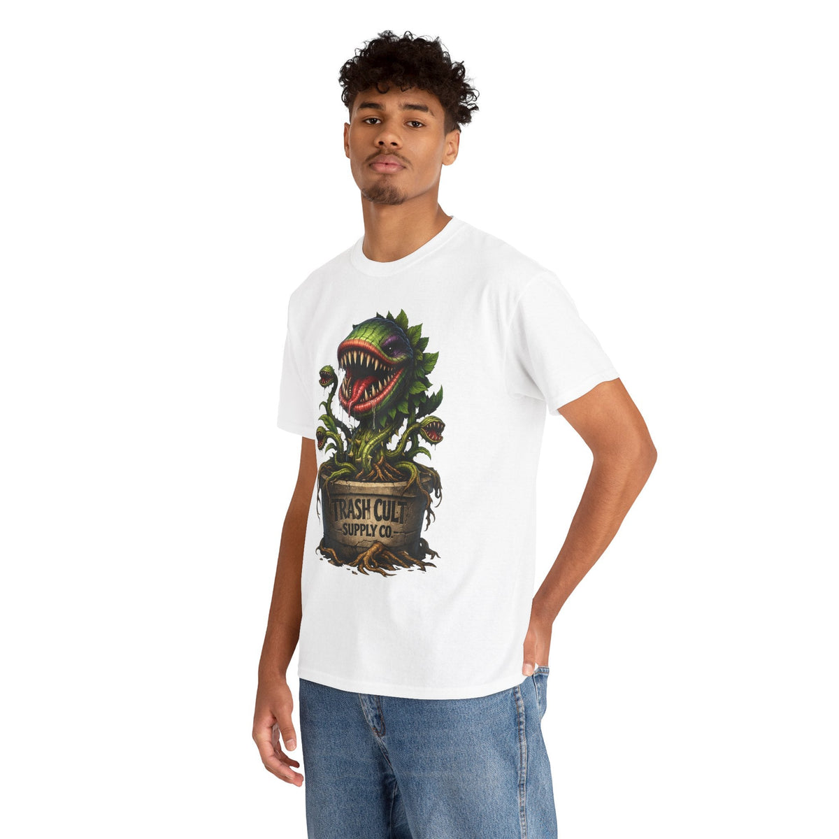 Carnivorous Plant Graphic Tee — "Trash Cult Supply Co." Potted Monster Shirt