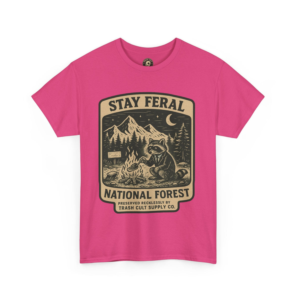 Stay Feral National Forest Shirt – Vintage Raccoon Camping Tee – Trash Cult Supply Co – Gildan 5000