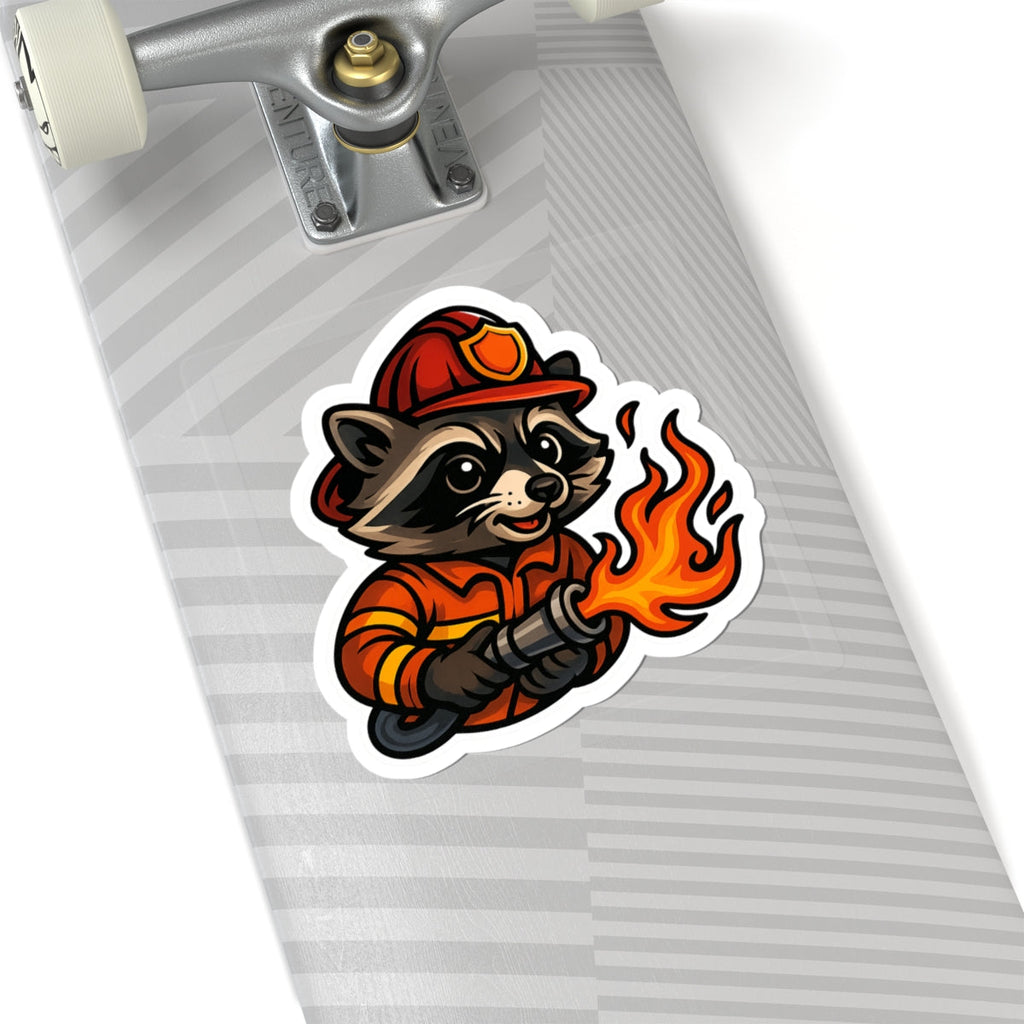 Cute Firefighter Raccoon Stickers | Fun Decals for Kids, Firefighter Gifts, Laptop Decor, Children's Room Decor