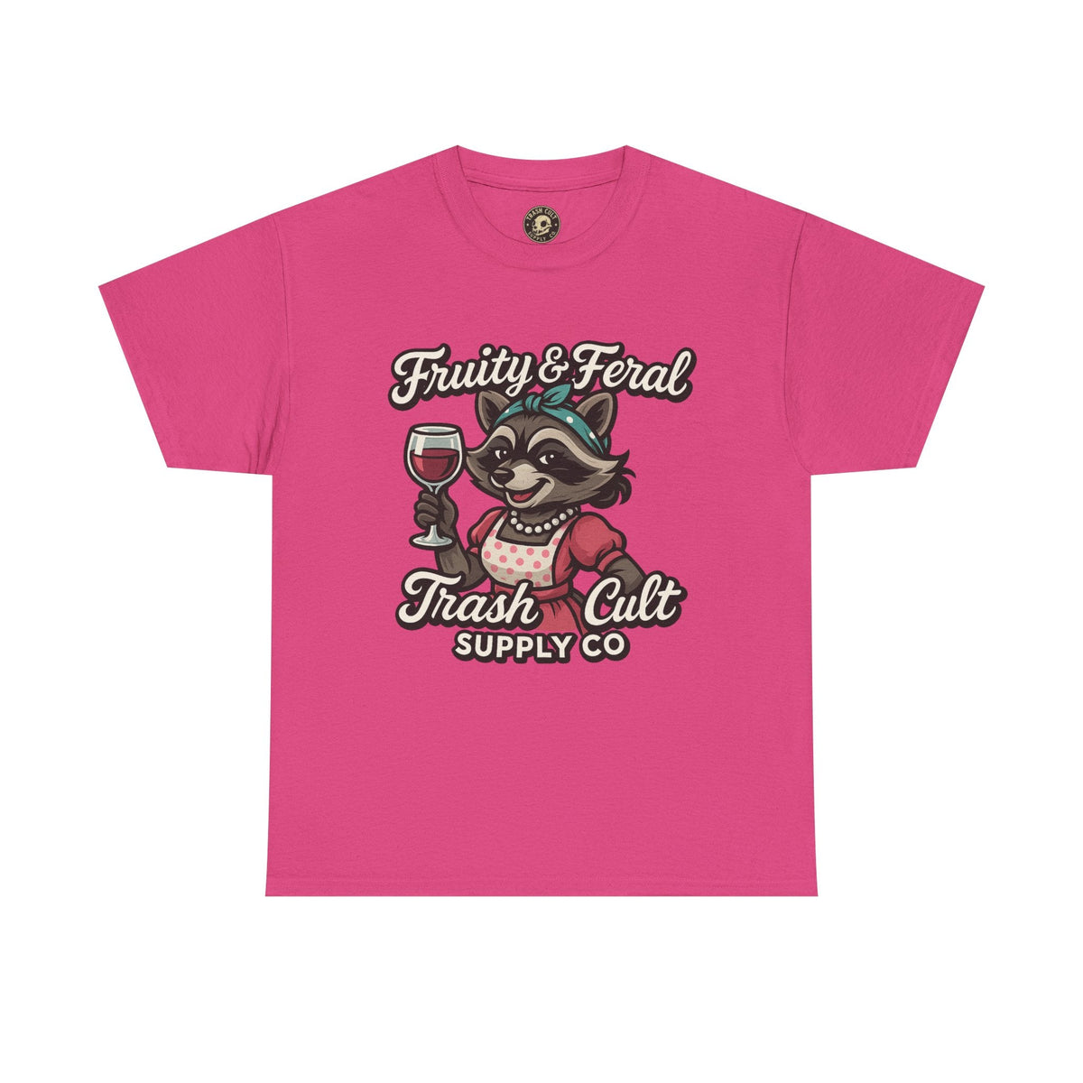 Fruity & Feral Raccoon Housewife Tee – Trash Cult Supply Co. on Gildan 5000