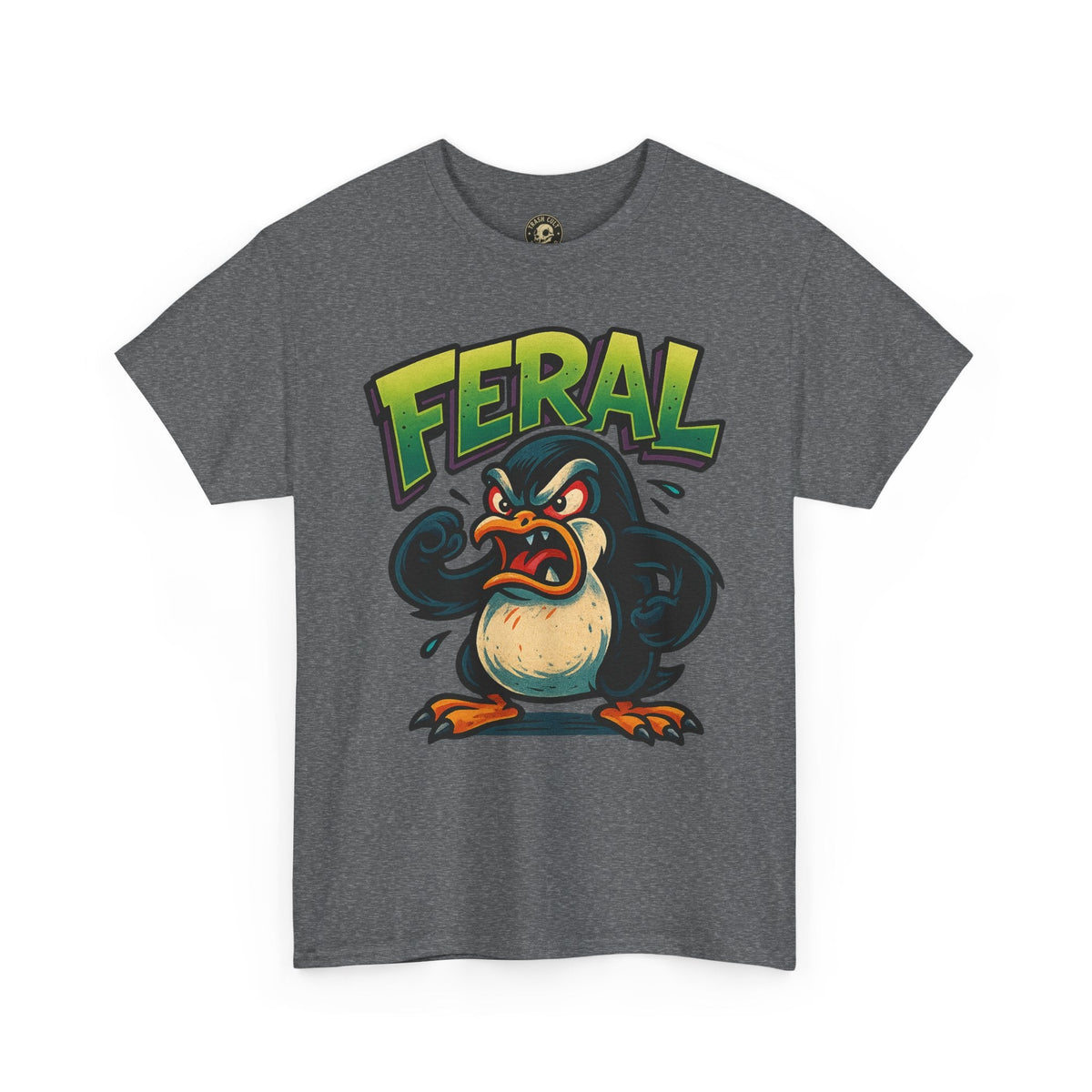 Feral Penguin T-Shirt – Funny Unisex Cotton Tee | Bold Animal Graphic Shirt, Quirky Gift Idea