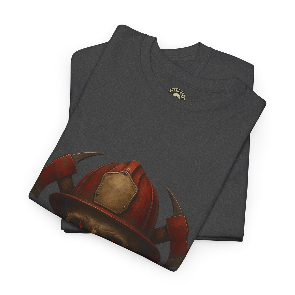 Skull Firefighter Tee, Unisex Heavy Cotton Shirt, Firefighter Gift, Halloween Costume T-Shirt, Unique Graphic Tee, Casual Wear