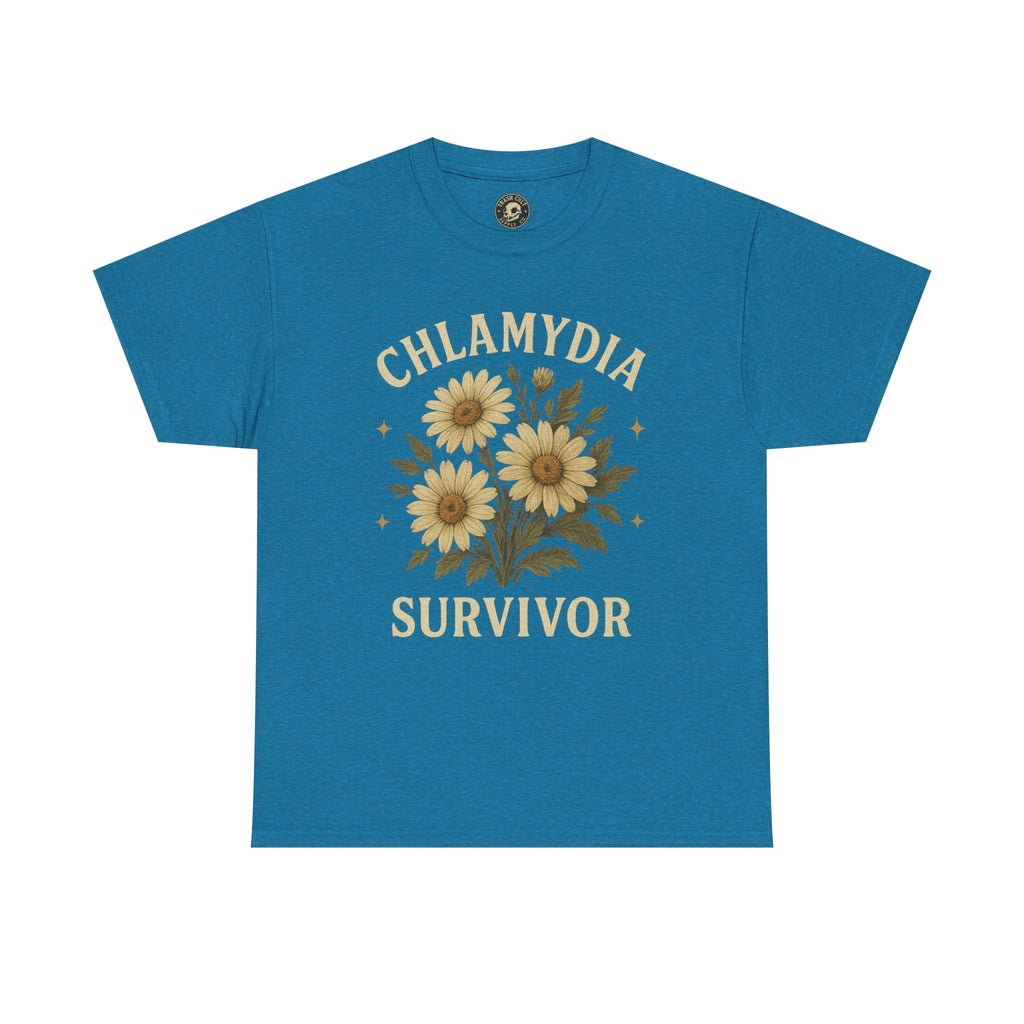 Chlamydia Survivor Vintage Floral Tee – Funny Bold Statement Shirt – Gildan 5000 Unisex Heavy Cotton