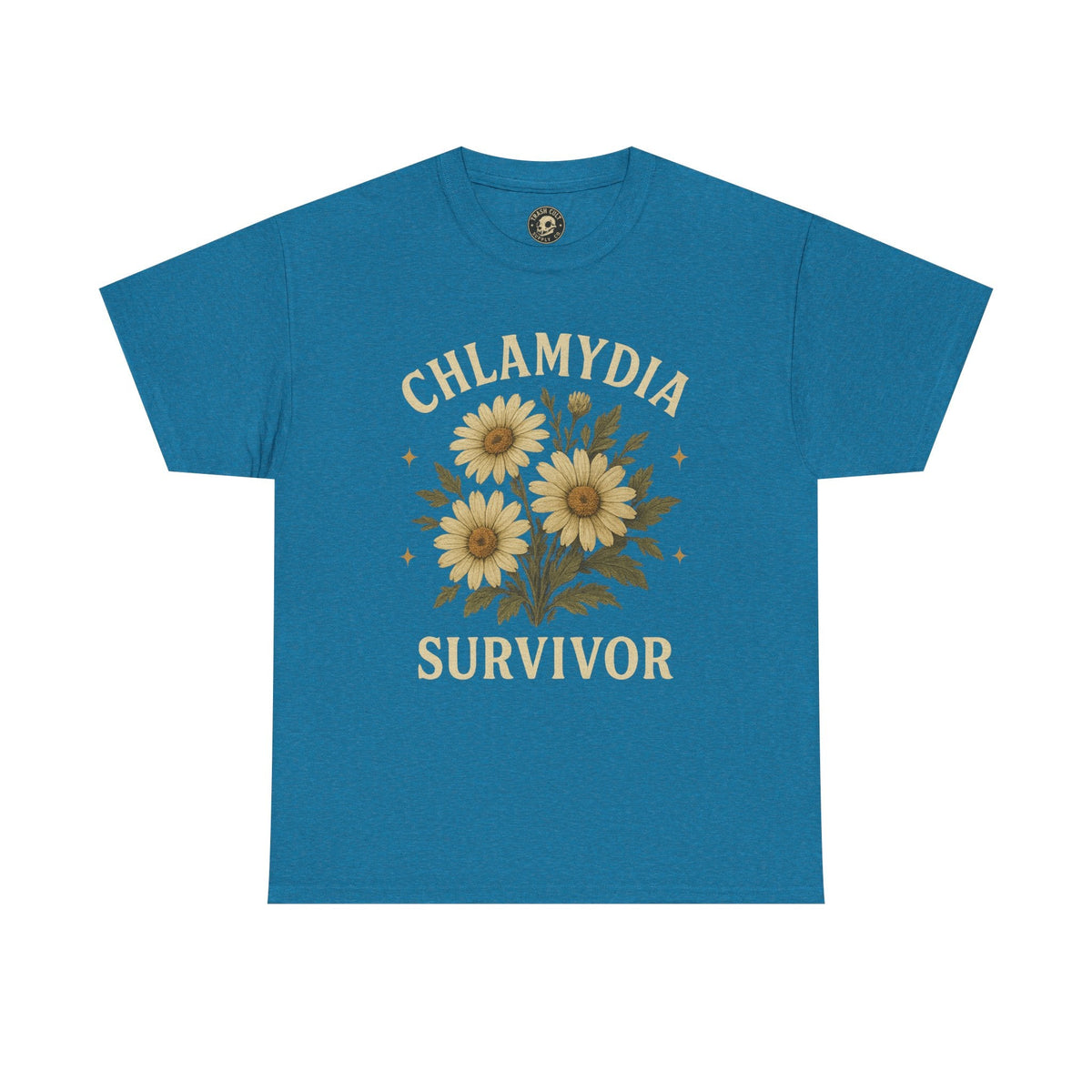 Chlamydia Survivor Vintage Floral Tee – Funny Bold Statement Shirt – Gildan 5000 Unisex Heavy Cotton