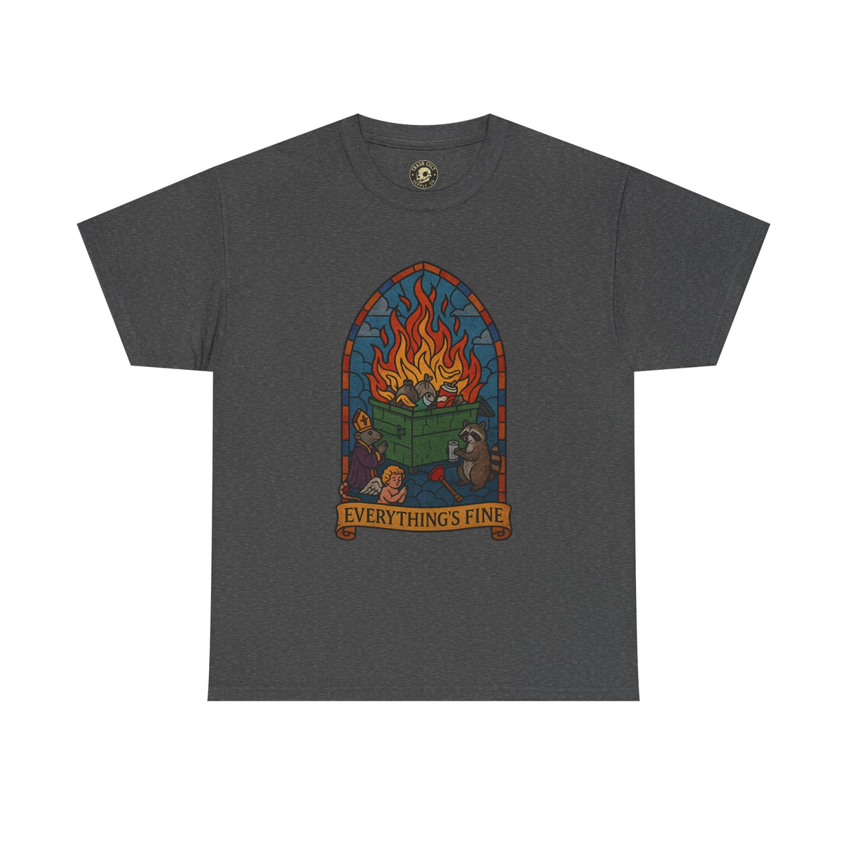 "Everything's Fine" Unisex Heavy Cotton Tee - Casual Wear, Gift for Friends, Home Decor, Everyday Style, Relaxed Fit