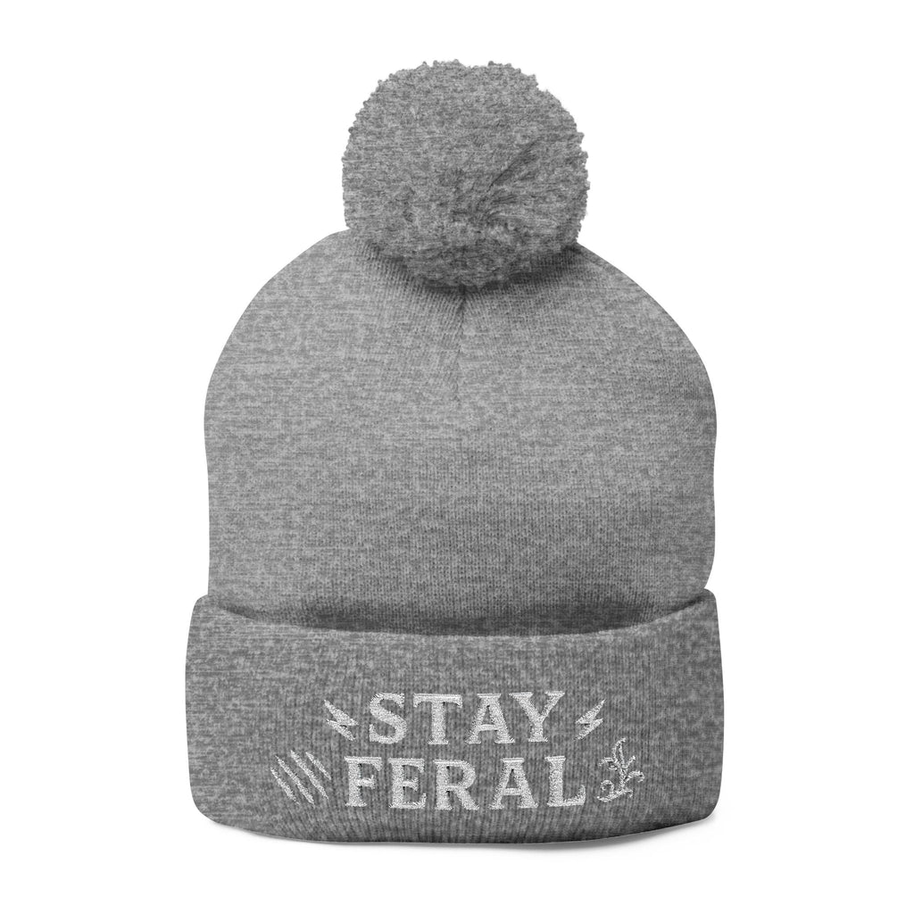 Stay Feral Pom-Pom Knit Cap, Cozy Winter Beanie, Embroidered Hats for Adventurers, Gift for Outdoorsy Friends, Stylish Cold Weather [...]