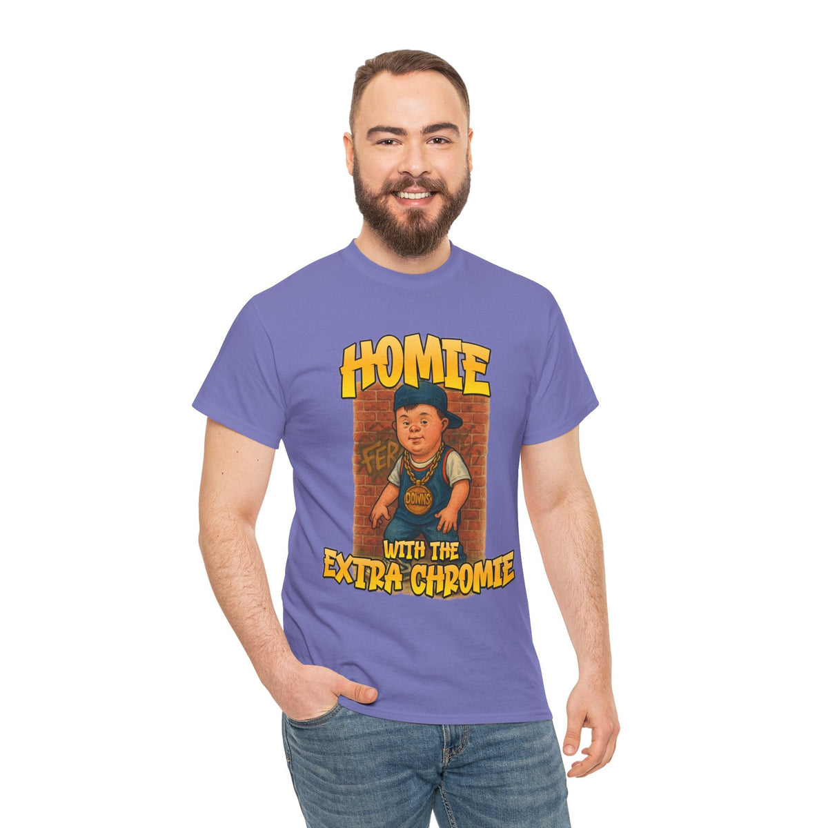 Homie with the Extra Chromie Shirt – Fun Supportive Tee for Down Syndrome Awareness – Gildan 5000