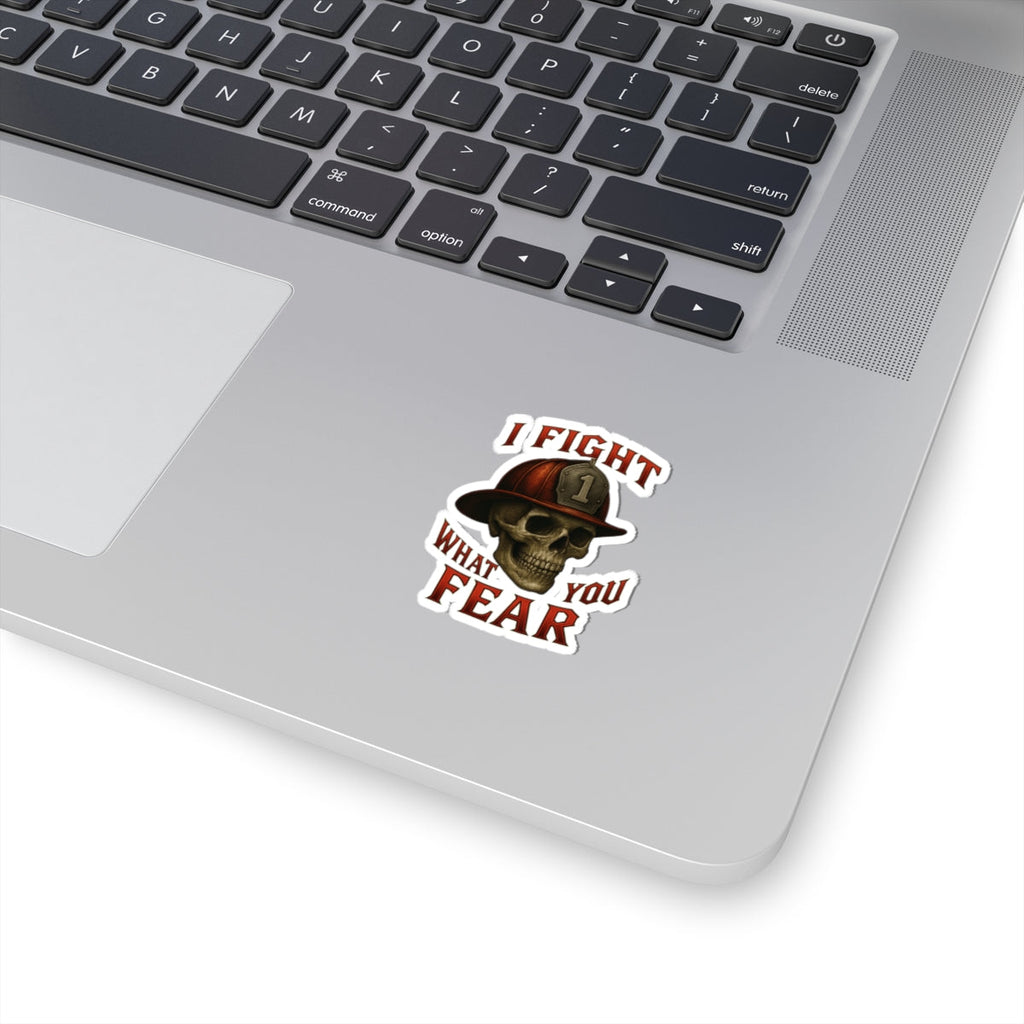 Firefighter Skull Kiss-Cut Stickers - I Fight What You Fear, Tough Guy Gift, Car Decal, Laptop Stickers, Biker Decor