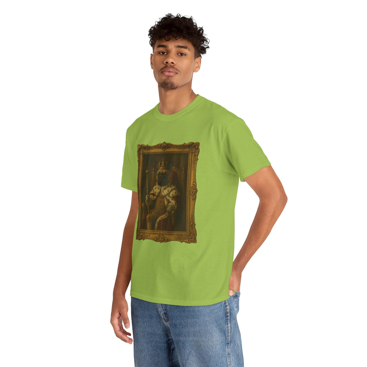 French Bulldog King Baroque Portrait Shirt – Funny Royal Dog Tee – Gildan 5000 Unisex Heavy Cotton