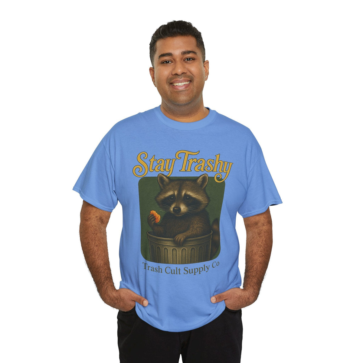 Stay Trashy Raccoon T-Shirt – Vintage-Style Cute Trash Panda | Trash Cult Supply Co | Gildan 5000