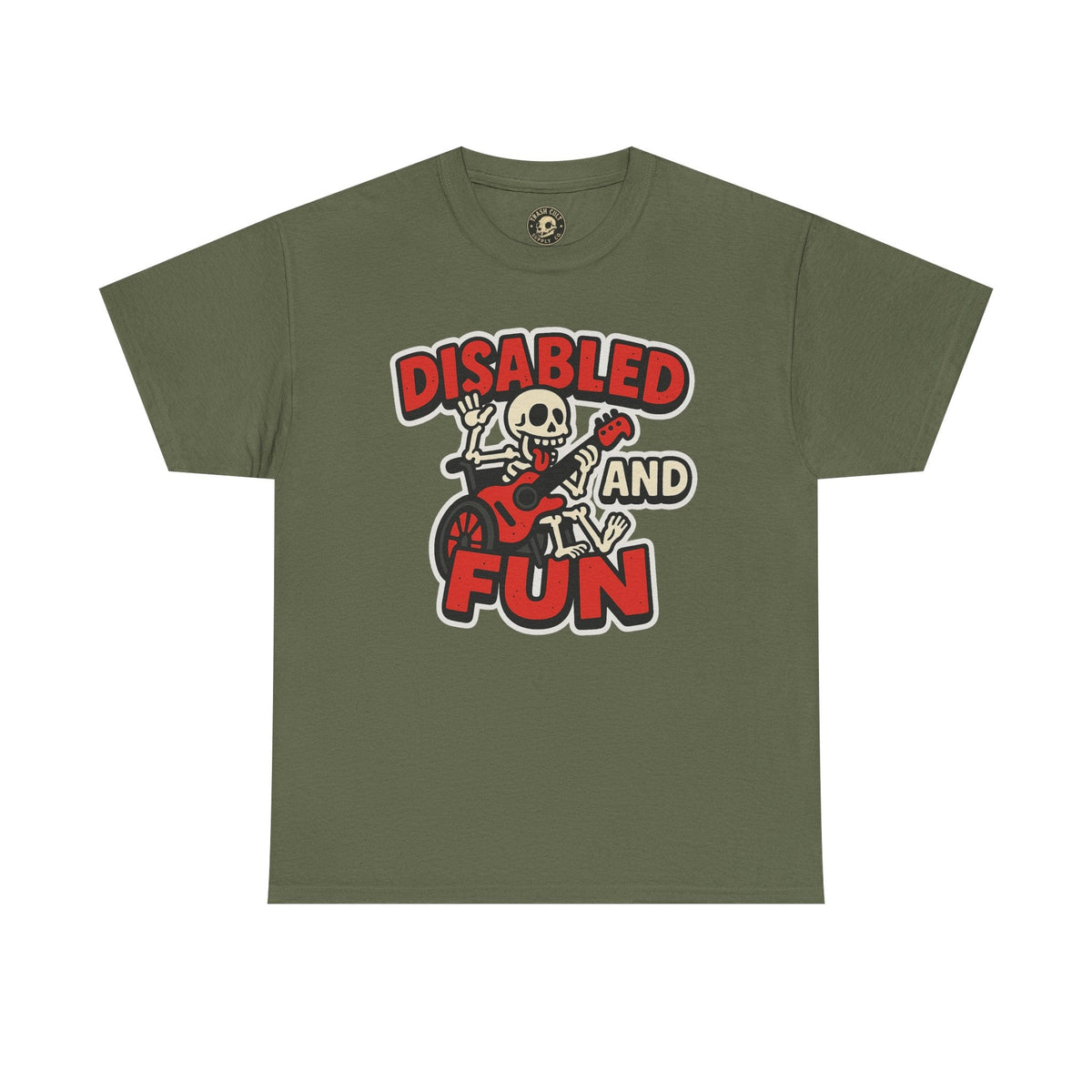 Disabled and Fun Unisex Heavy Cotton Tee, Casual Shirt, Gift for Friends, Music Lovers Gift, Fun T-Shirt, Halloween Wear, Everyday Comfort