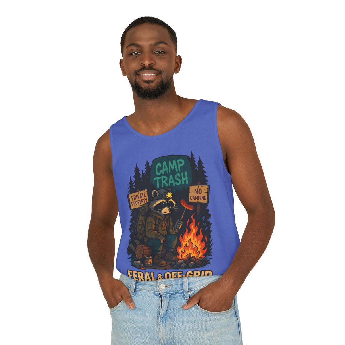Camp Trash Raccoon Tank Top – Feral & Off-Grid Summer Shirt by Trash Cult
