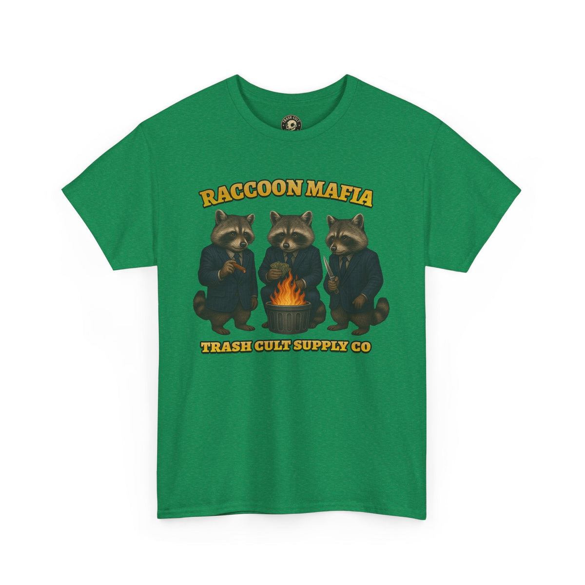 Raccoon Mafia T-Shirt – Realistic Gangster Raccoons in Suits | Trash Cult Supply Co | Gildan 5000