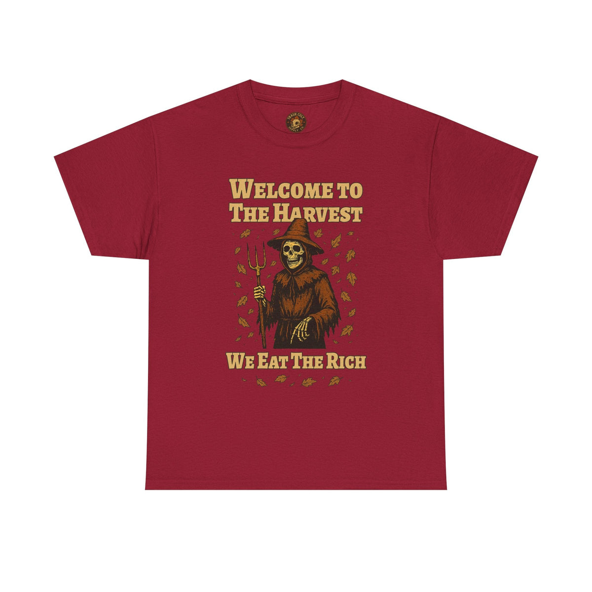 Eat the Rich Shirt – Welcome to the Harvest Skeleton Scarecrow Tee – Fall of Humanity Collection – Trash Cult Supply Co.