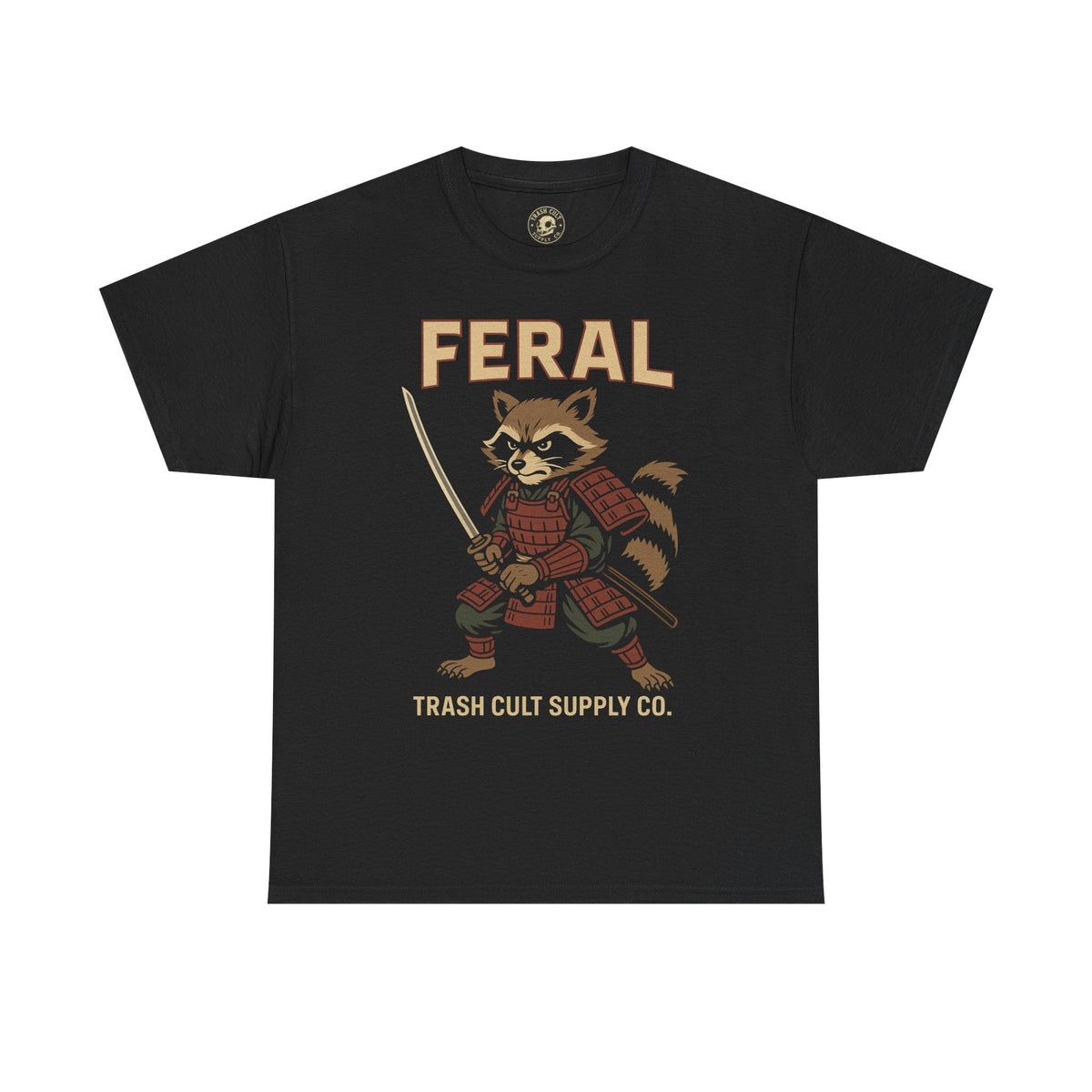 Feral Raccoon Samurai Shirt – Trash Cult Supply Co. | Gildan 5000 Unisex Tee