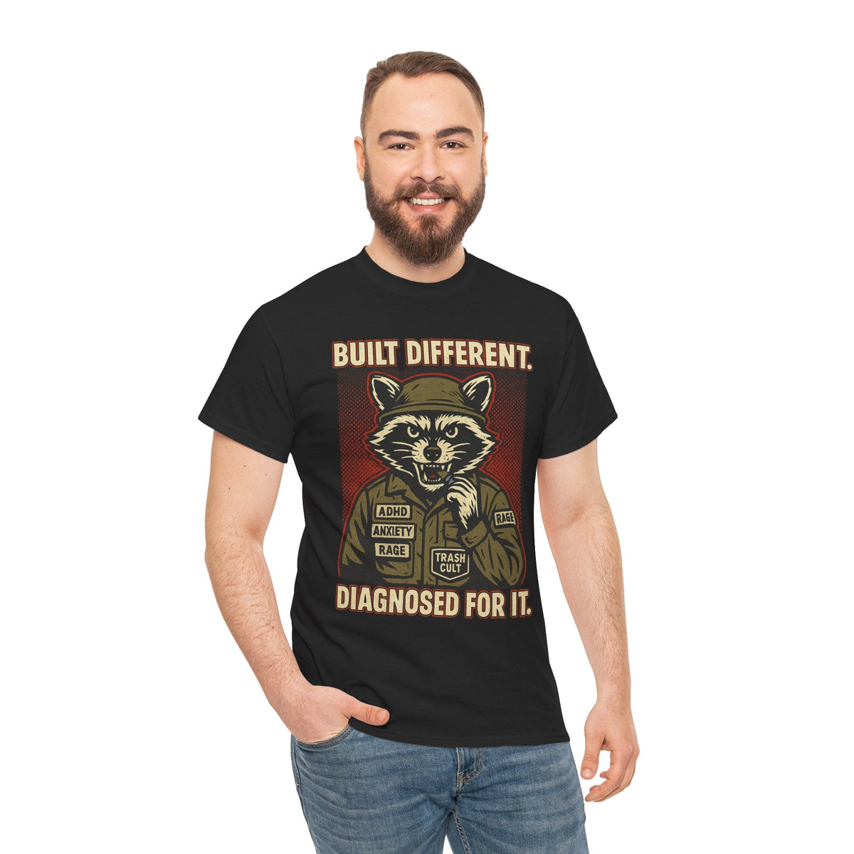 Built Different Diagnosed For It Military Raccoon Shirt – Gildan 5000