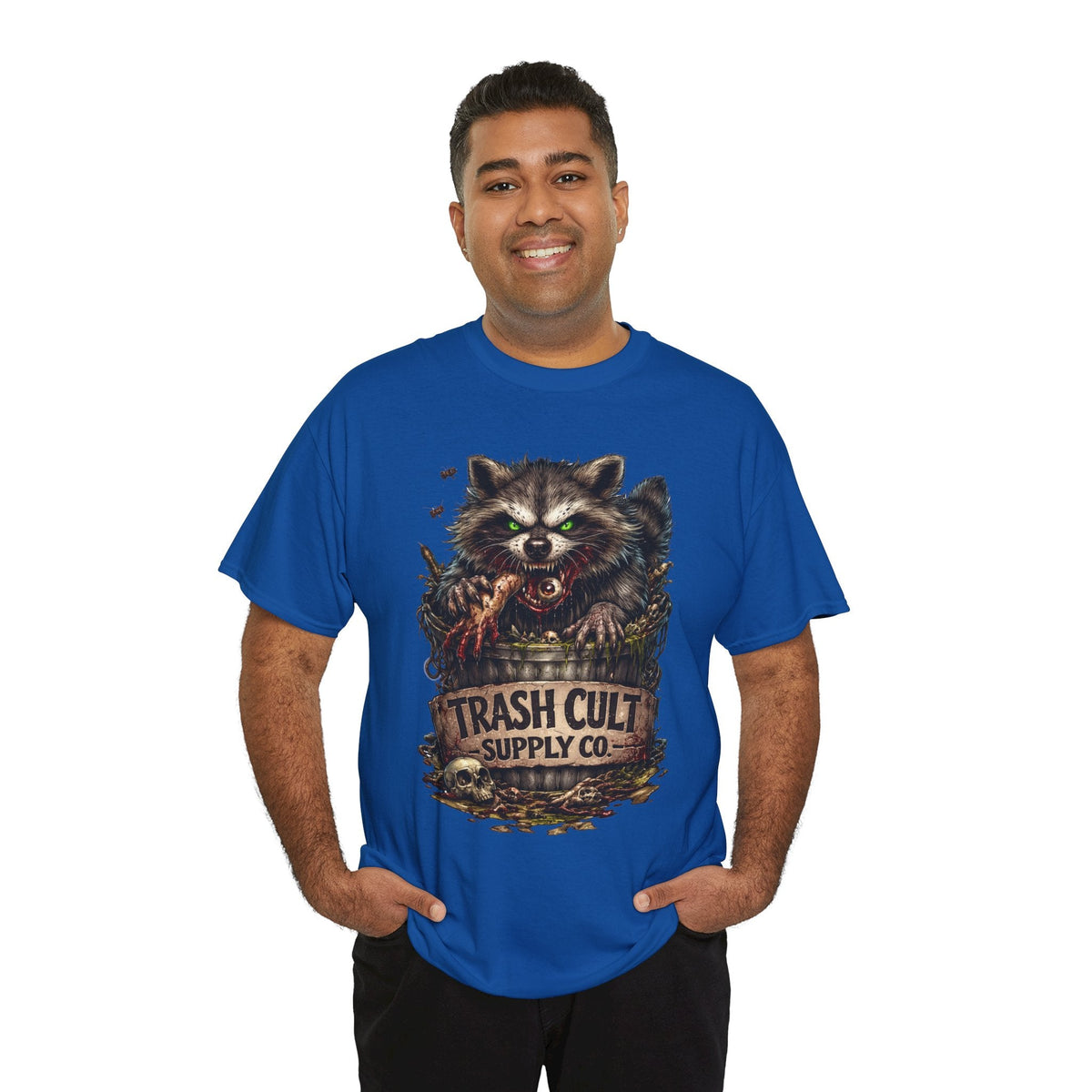 Raccoon 'Trash Cult Supply Co.' Graphic Tee — Vintage Grunge Animal Streetwear