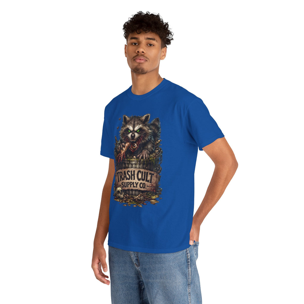 Raccoon 'Trash Cult Supply Co.' Graphic Tee — Vintage Grunge Animal Streetwear