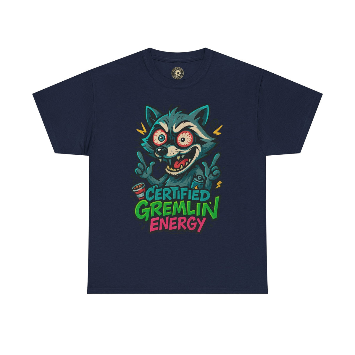 Certified Gremlin Energy Tee – ADHD Raccoon Shirt, Funny Unisex T-Shirt, Graffiti Style Gift for Goblins & Night Owls