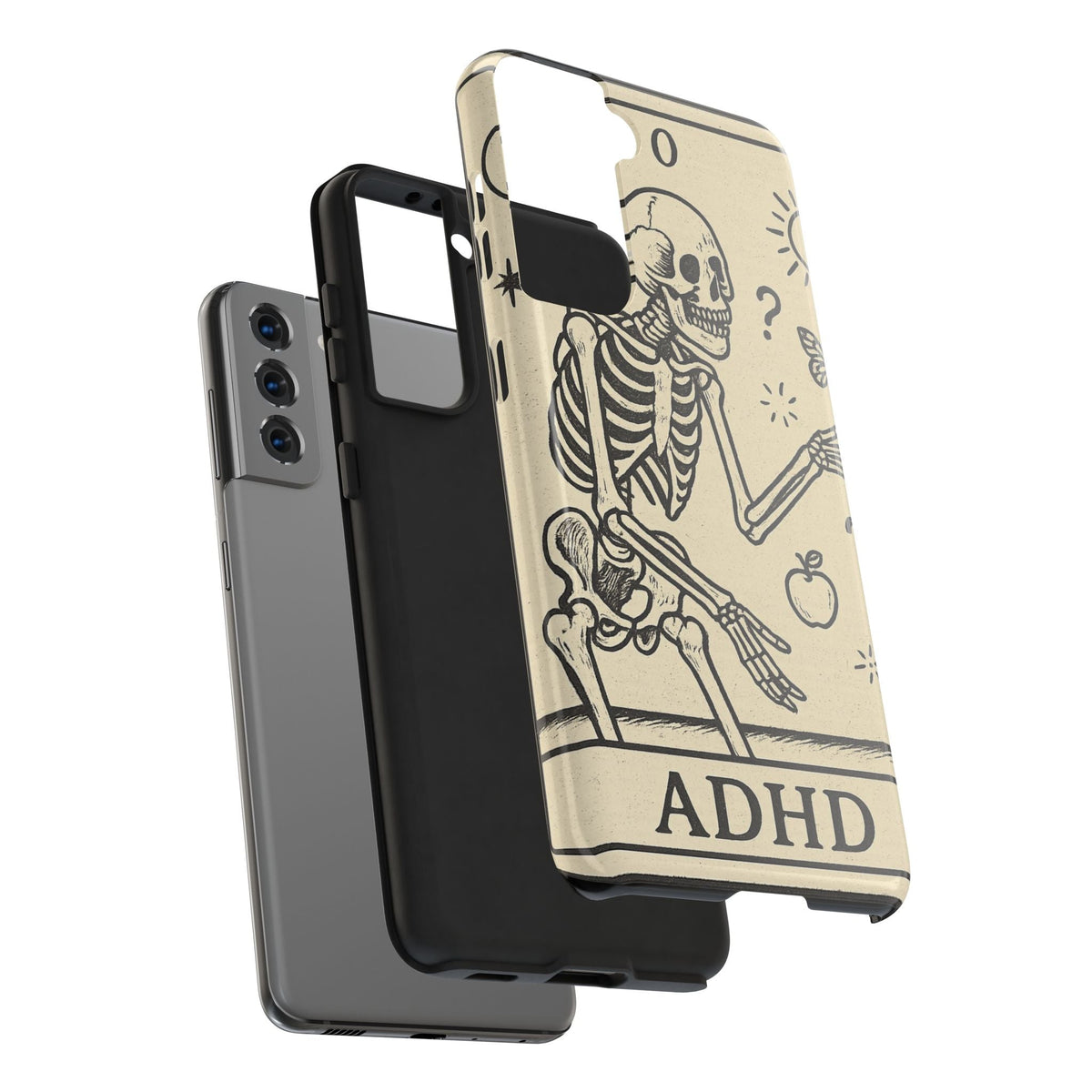 Skeleton ADHD Phone Cases, Unique Phone Cover, Funny ADHD Gift, Quirky Skeleton Design, Cool Accessories for Everyone