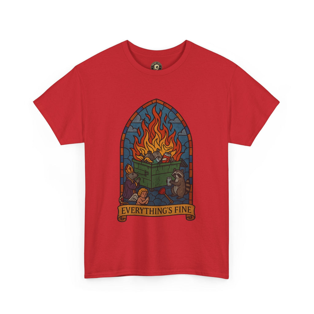 "Everything's Fine" Unisex Heavy Cotton Tee - Casual Wear, Gift for Friends, Home Decor, Everyday Style, Relaxed Fit