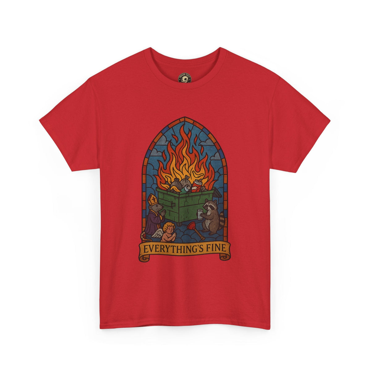 "Everything's Fine" Unisex Heavy Cotton Tee - Casual Wear, Gift for Friends, Home Decor, Everyday Style, Relaxed Fit