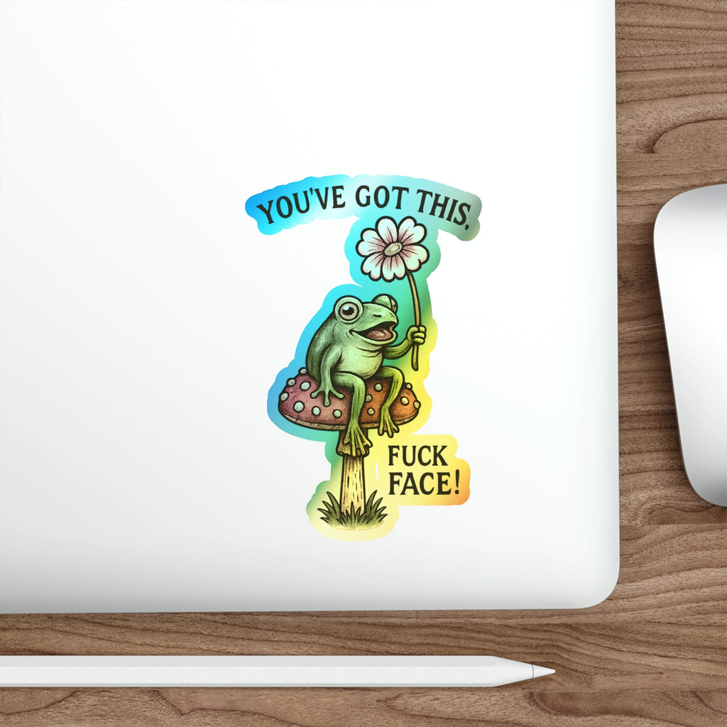 Motivational Holographic Frog Stickers - Fun Decals for Skateboards, Laptops, Water Bottles, Journals, Gift Ideas
