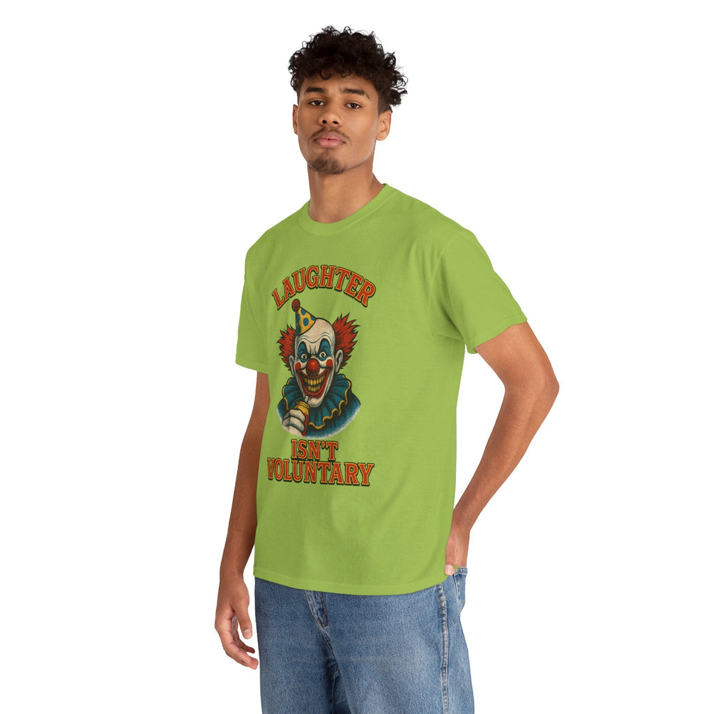 Laughter Isn’t Voluntary Creepy Clown Shirt – Circus Horror Tee – Gildan 5000