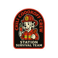 Chili Cookoff Crew – Station Survival Team Sticker – Funny Firefighter Vinyl Decal with Dalmatian Chef Design