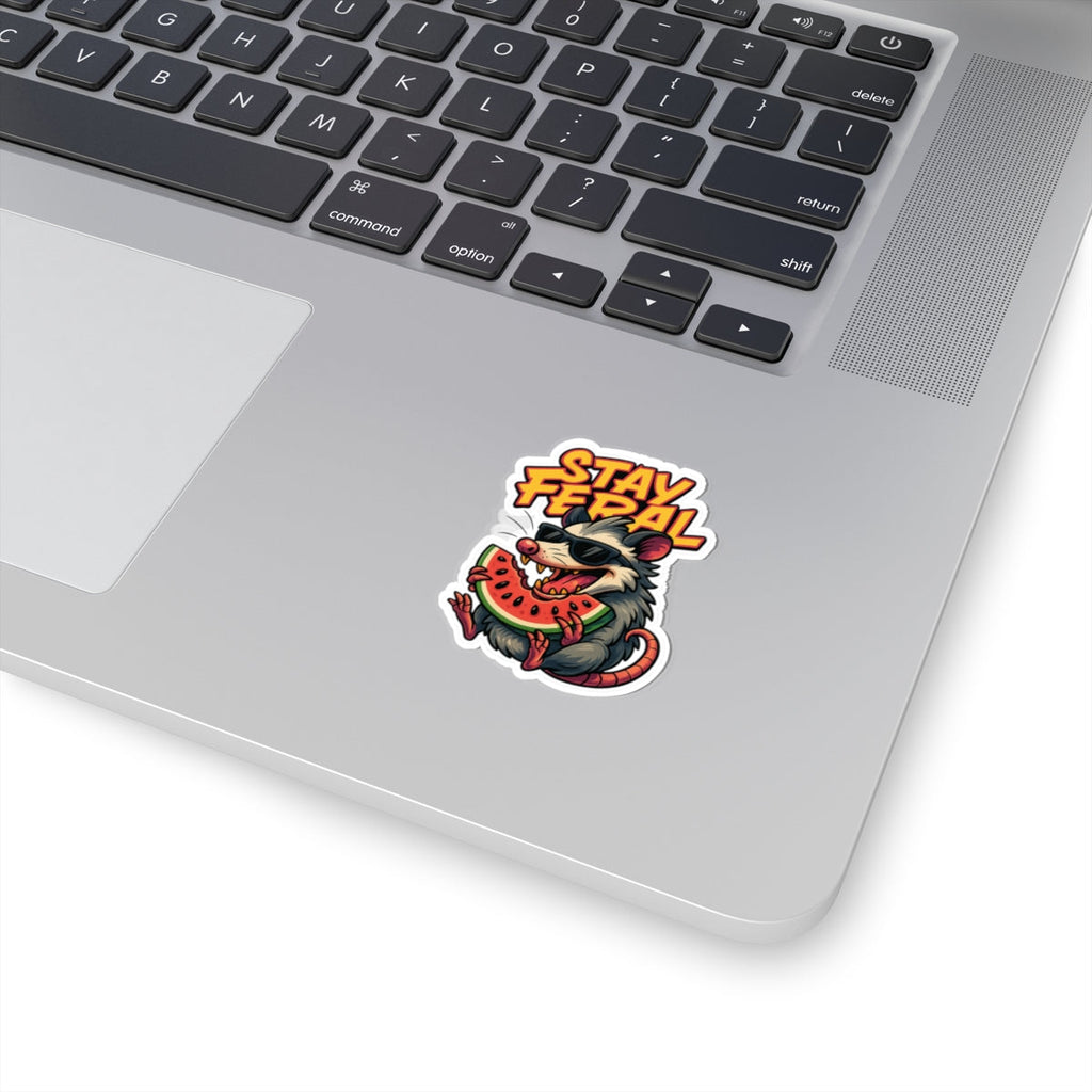 Stay Feral Possum Watermelon Sticker – Funny Summer Kiss Cut Sticker