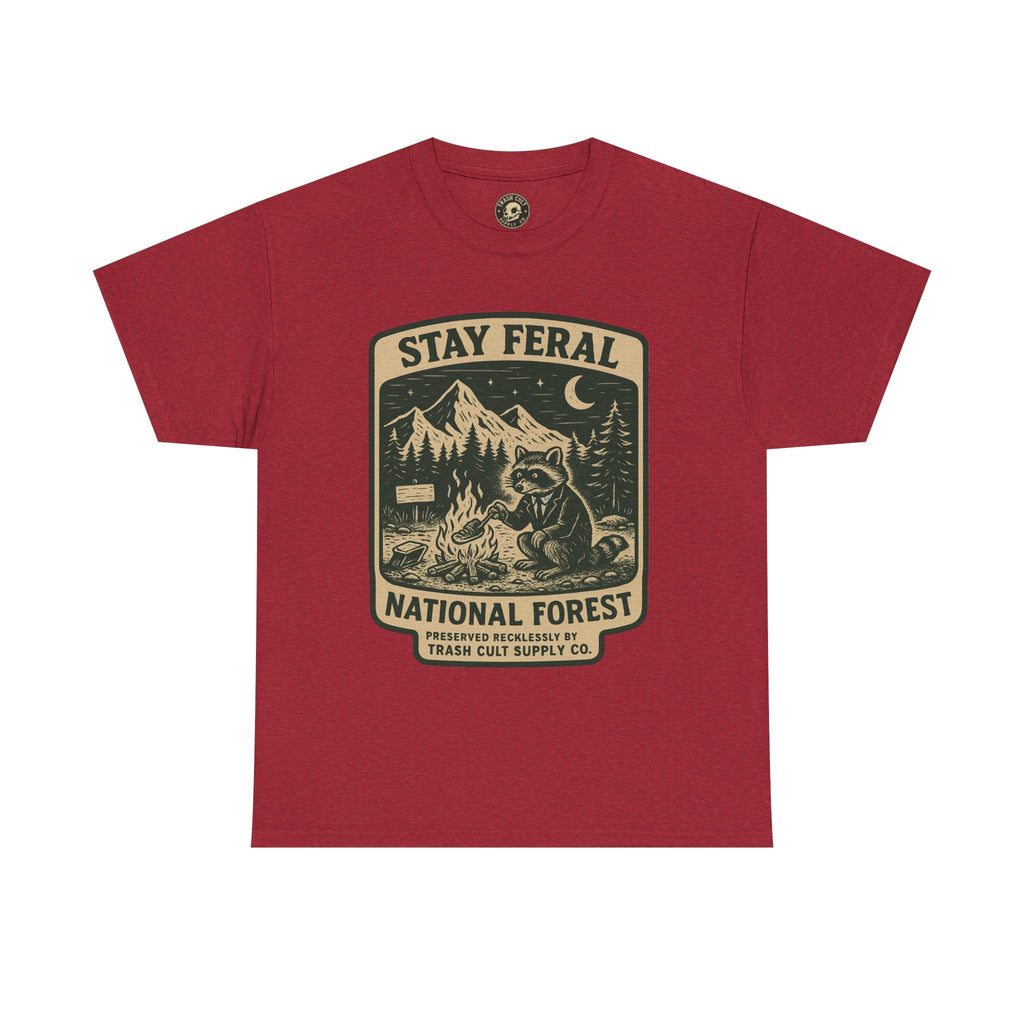 Stay Feral National Forest Shirt – Vintage Raccoon Camping Tee – Trash Cult Supply Co – Gildan 5000