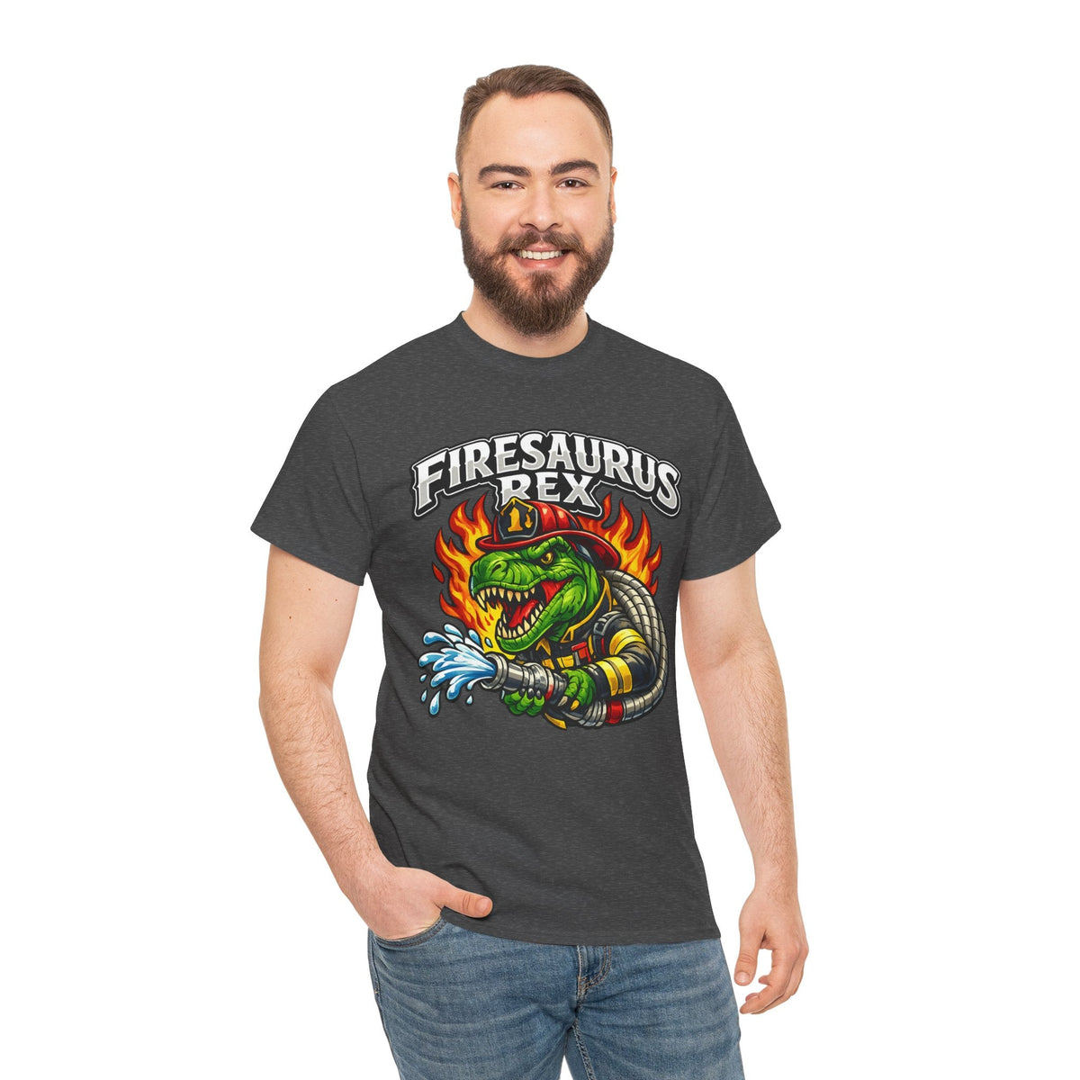 Firesaurus Rex T-Shirt — Funny Firefighter Dinosaur Tee