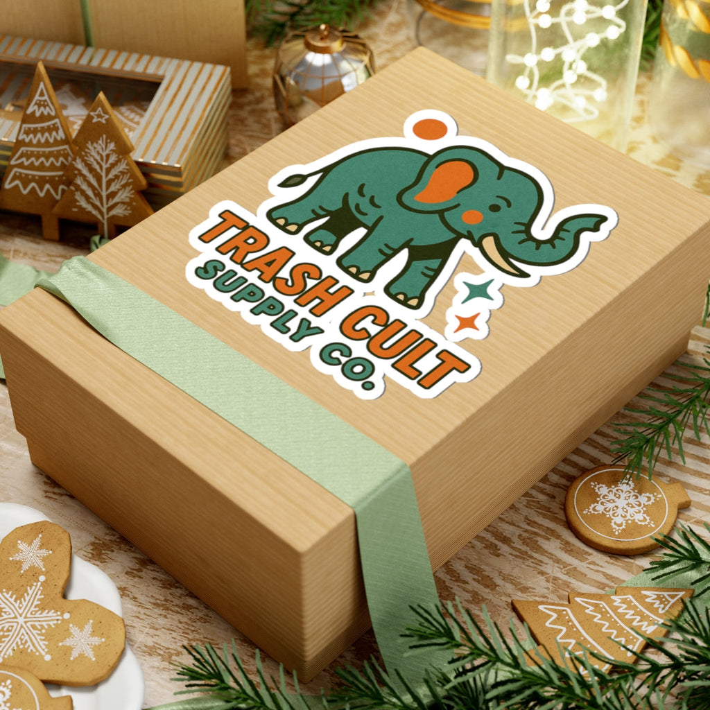 Whimsical Elephant Kiss-Cut Stickers, Fun Decor, Laptop Accessories, Gift for Animal Lovers, Custom Designs, Nature Enthusiasts