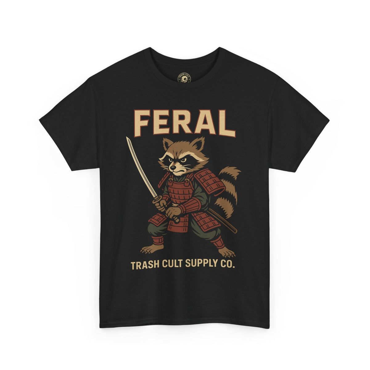 Feral Raccoon Samurai Shirt – Trash Cult Supply Co. | Gildan 5000 Unisex Tee